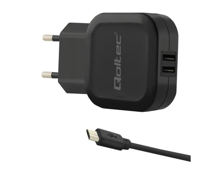 Ładowarka i akumulator QOLTEC 17W | 5V | 3.4A | 2xUSB + kabel Micro USB 50187